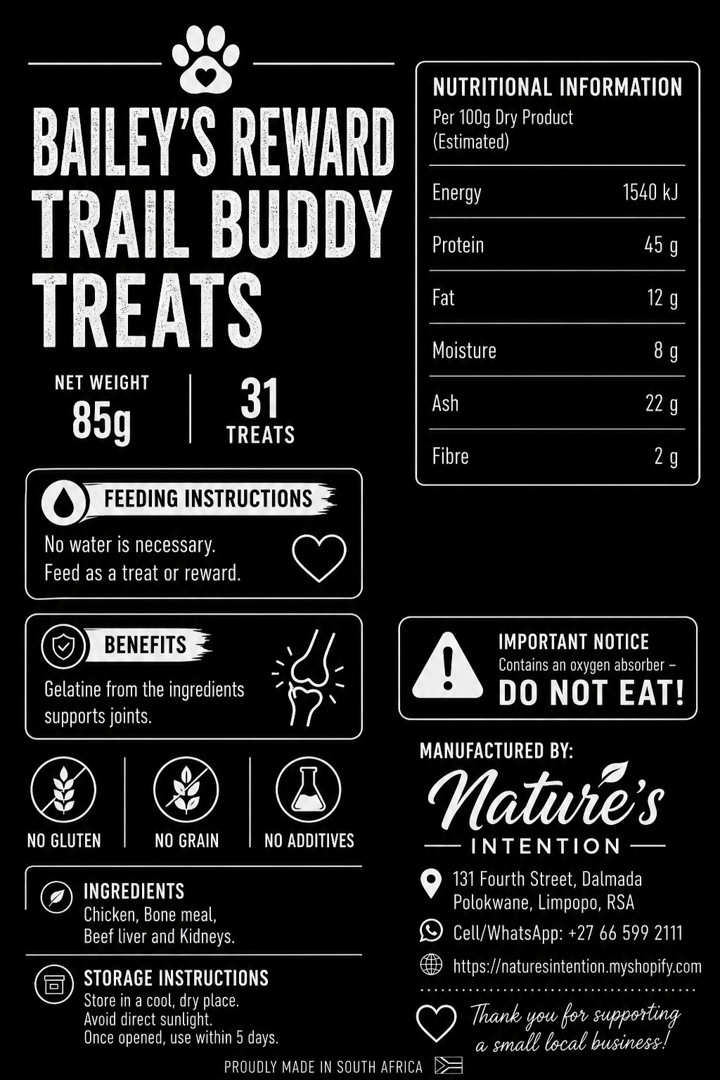 Bailey’s Reward – Trail Buddy Protein Bites - dog treats