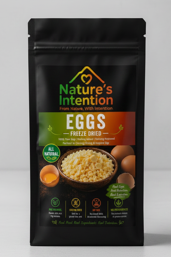 Freeze dried eggs in 2 egg pack, 4 egg pack for hikers or 1kg pack for camping 