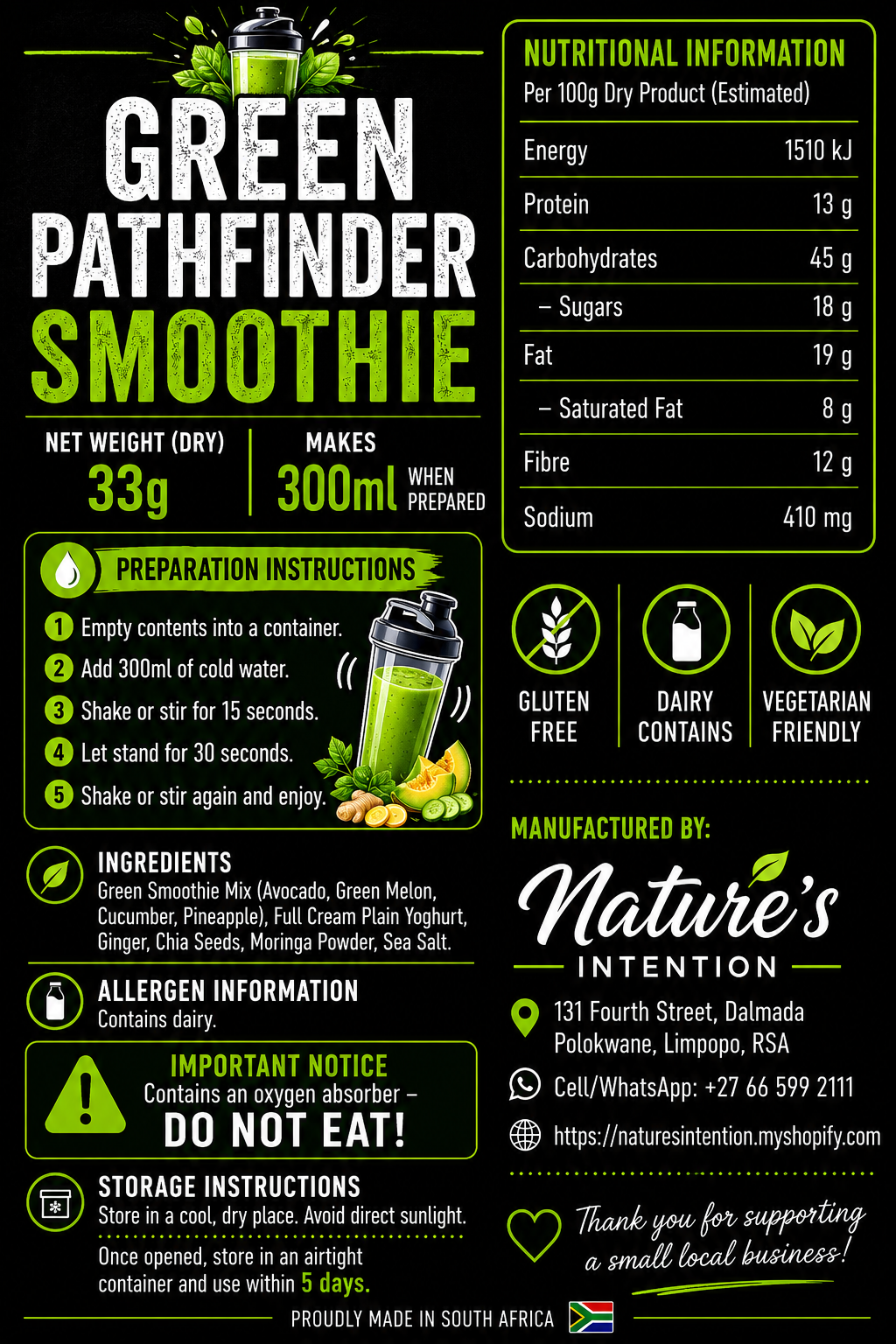 Green Pathfinder Smoothie - Freeze Dried Powder Smoothie