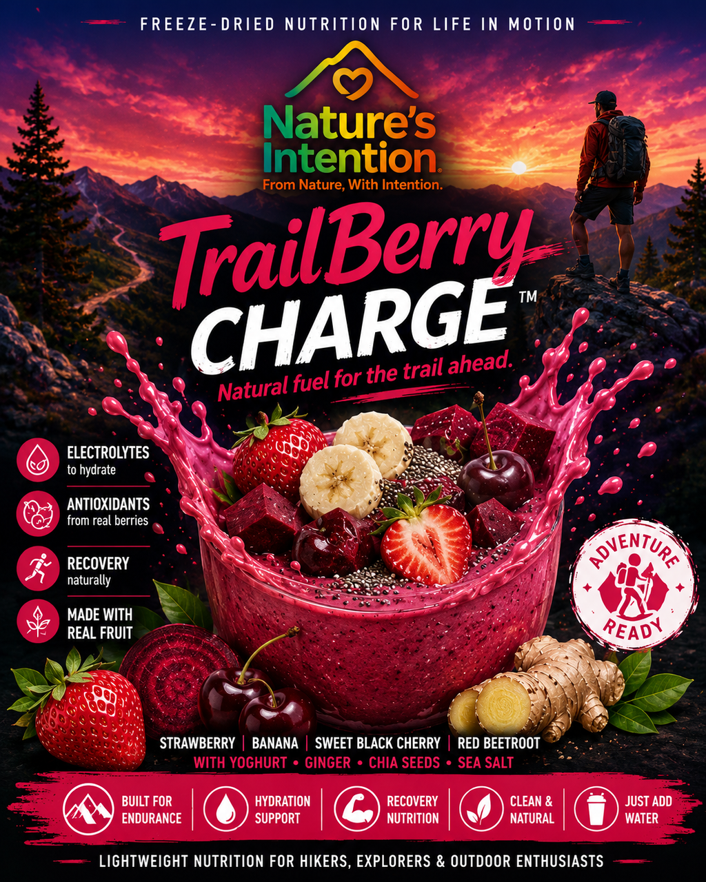 TrailBerry Charge Smoothie - Freeze Dried Powder Smoothie